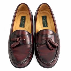 GH Bass & Co. Tassel Loafers Burgundy Leather Slip On Mens 9.5D Dress Shoes